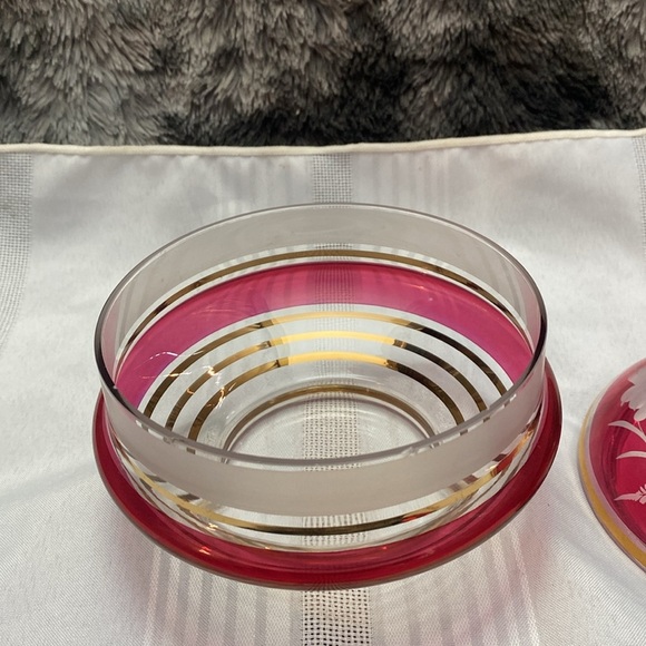 Bohemiam Ruby Red Crystal Glass Candy Dish - Picture 4 of 16